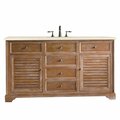 James Martin Vanities Savannah 60in Single Vanity, Driftwood w/ 3 CM Eternal Marfil Quartz Top 238-104-5311-3EMR